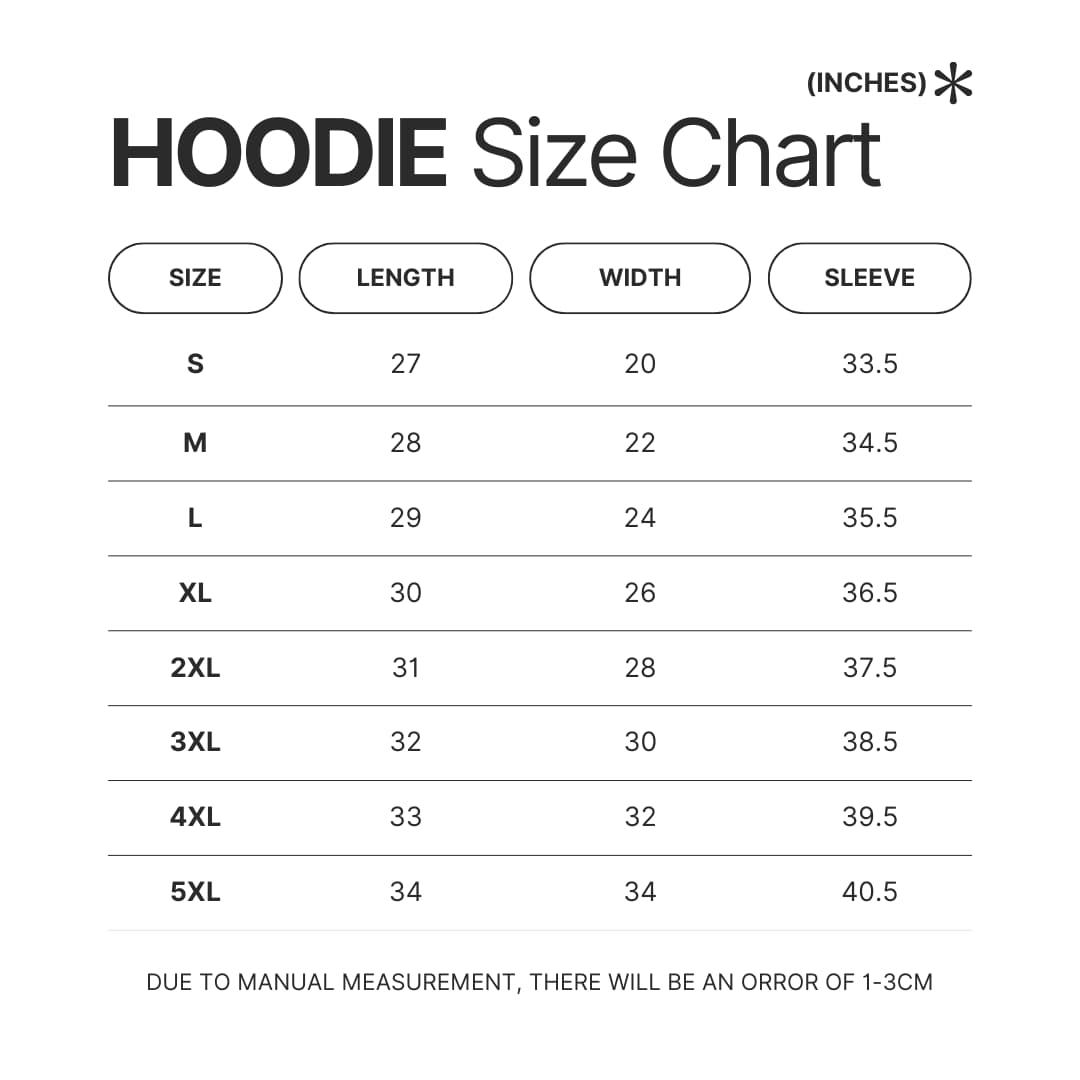 Hoodie Size Chart - Cyberpunk Edgerunners Merch