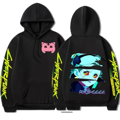 Japanese Anime Cyberpunk Edgerunners Rebecca Hoodie Men Hooded Sweatshirt Pullover Streetwear Winter Fleece Tracksuit Oversized - Cyberpunk Edgerunners Merch