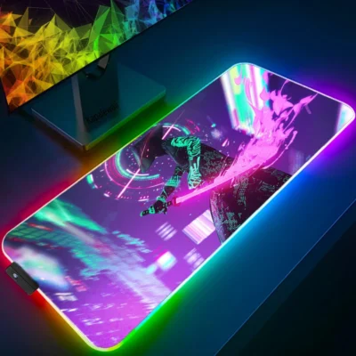 Large RGB Mouse Pad XXL Gaming Mousepad LED Mausepad Gamer Cyberpunks Mouse Carpet Big Mouse Mat 18 - Cyberpunk Edgerunners Merch