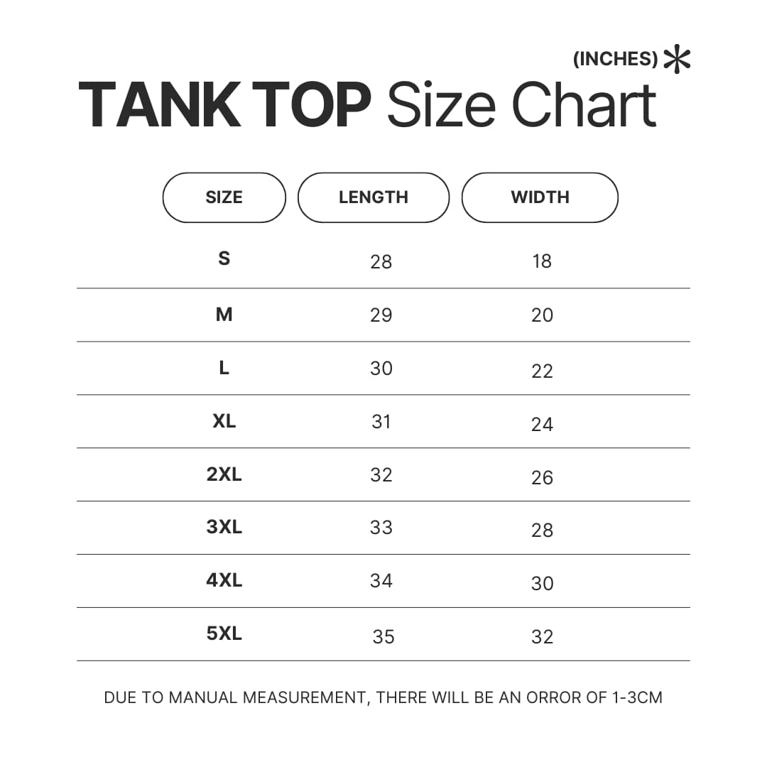 Tank Top Size Chart - Cyberpunk Edgerunners Merch