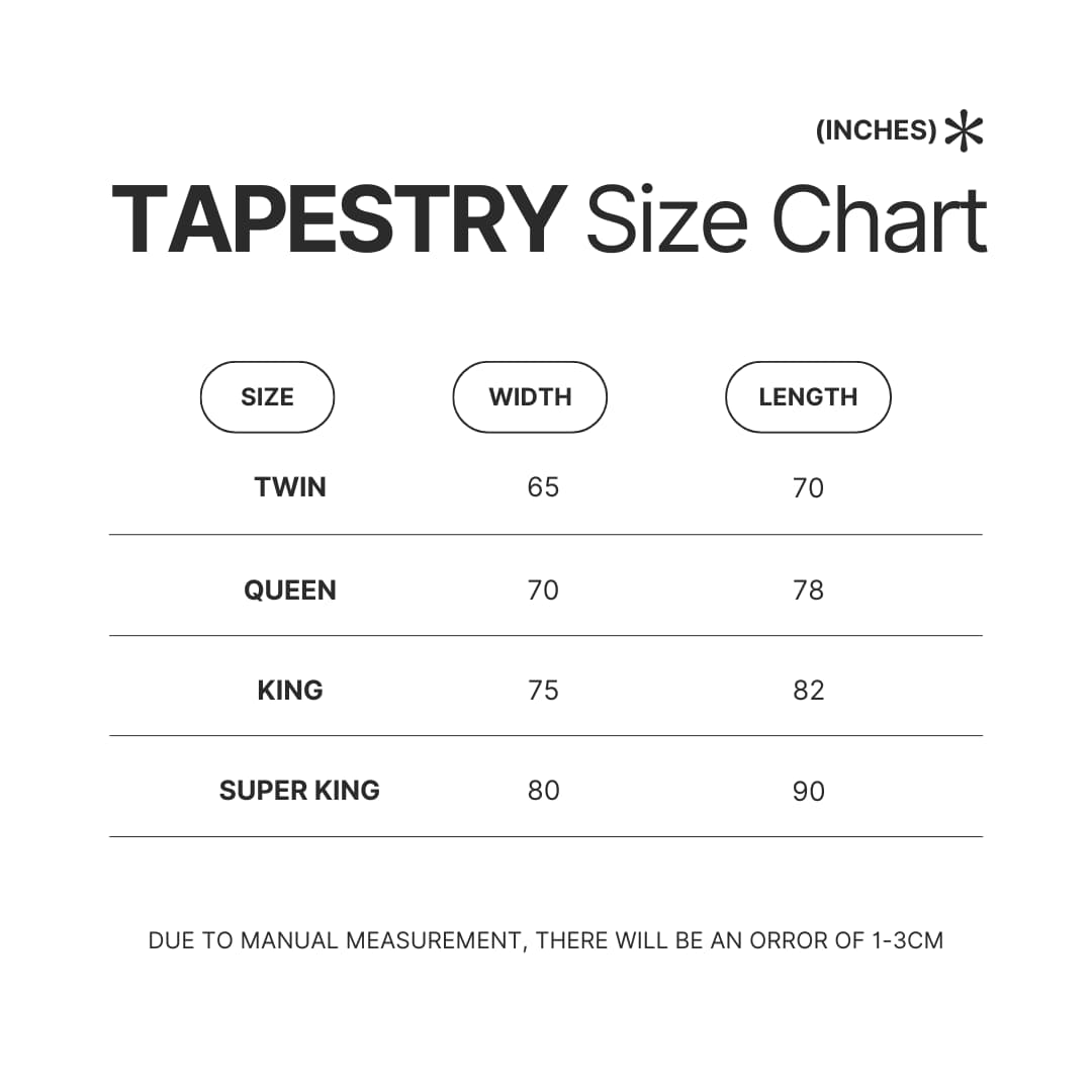 Tapestry Size Chart - Cyberpunk Edgerunners Merch